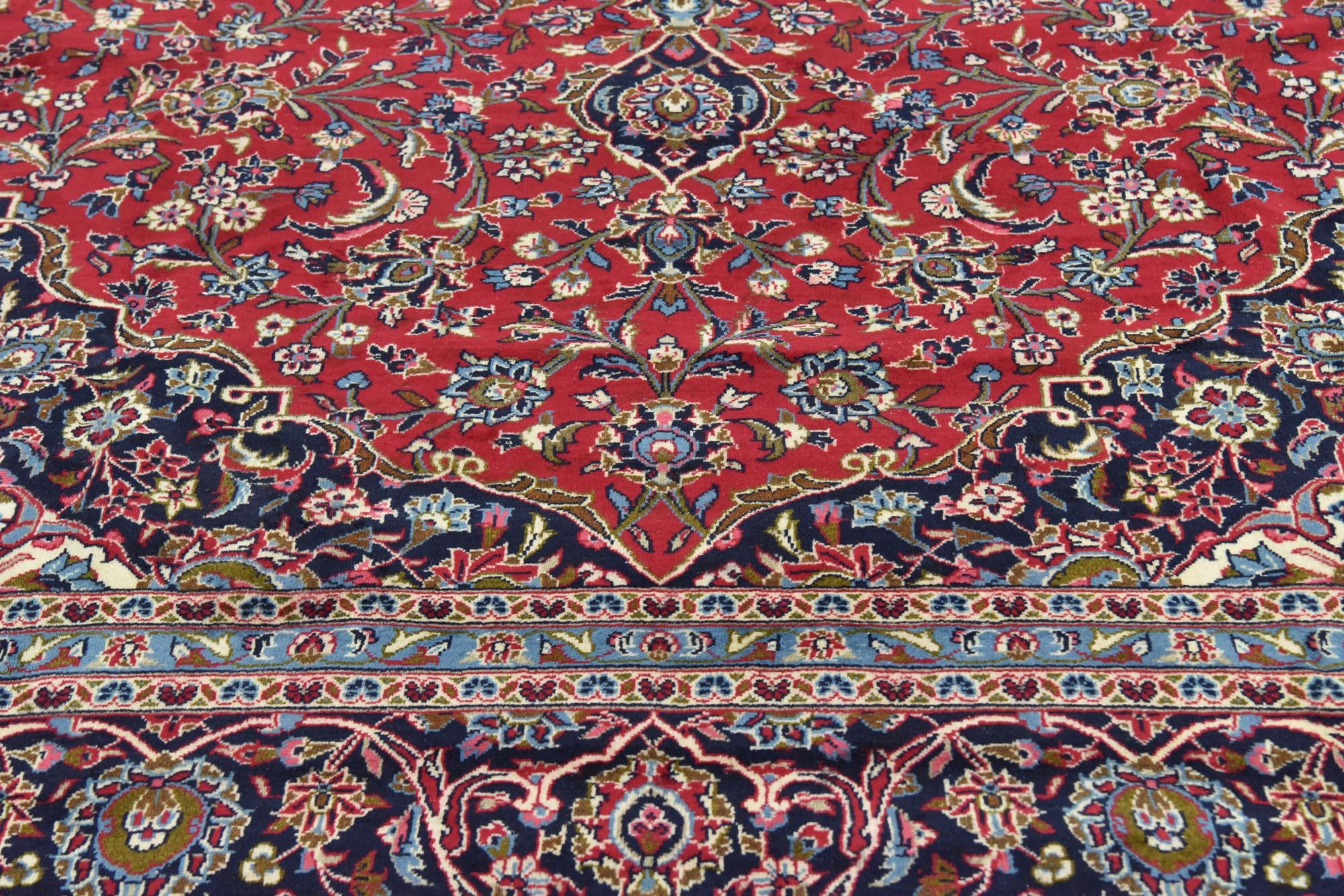 9' 8 x 13' Hand Knotted Kashan Persian Wool Rug