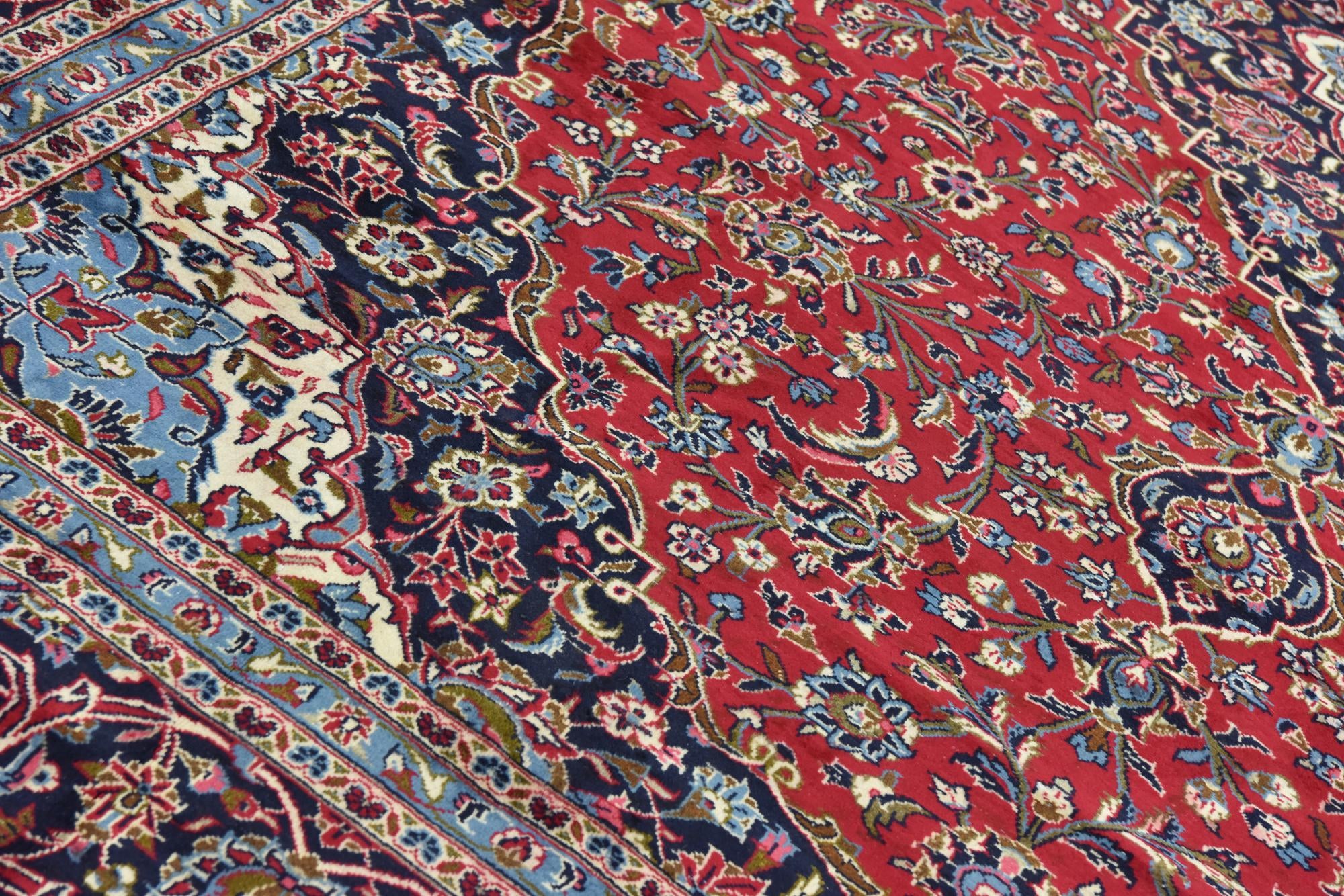 9' 8 x 13' Hand Knotted Kashan Persian Wool Rug