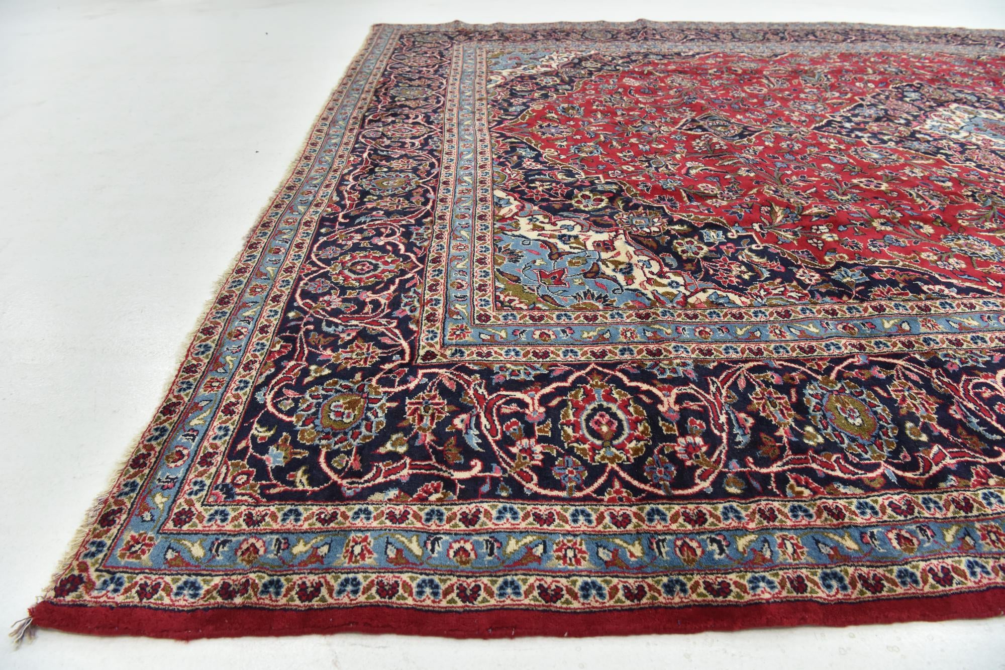 9' 8 x 13' Hand Knotted Kashan Persian Wool Rug