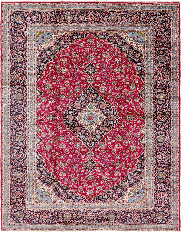 Detail image of 9' 8 x 13' Hand Knotted Kashan Persian Wool Rug