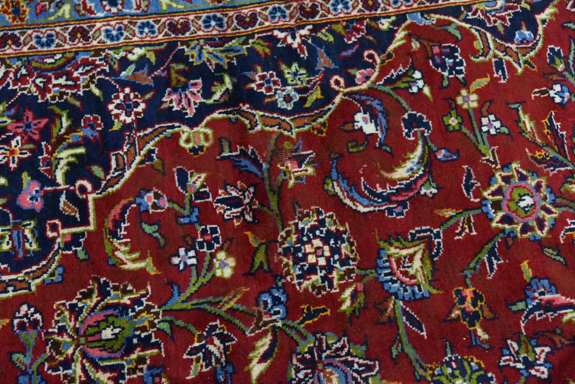 9' 9 x 13' 3 Hand Knotted Kashan Persian Wool Rug