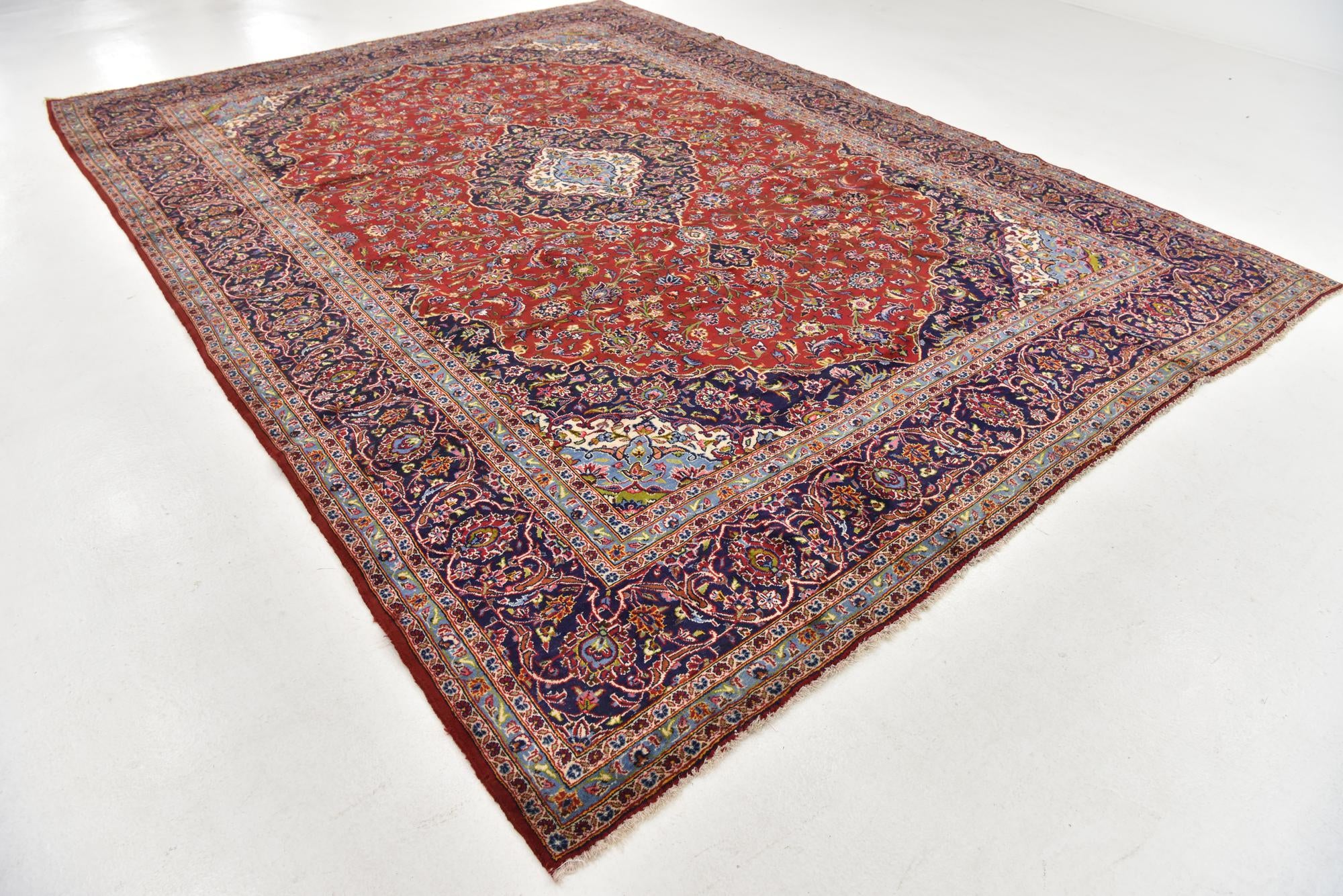 9' 9 x 13' 3 Hand Knotted Kashan Persian Wool Rug