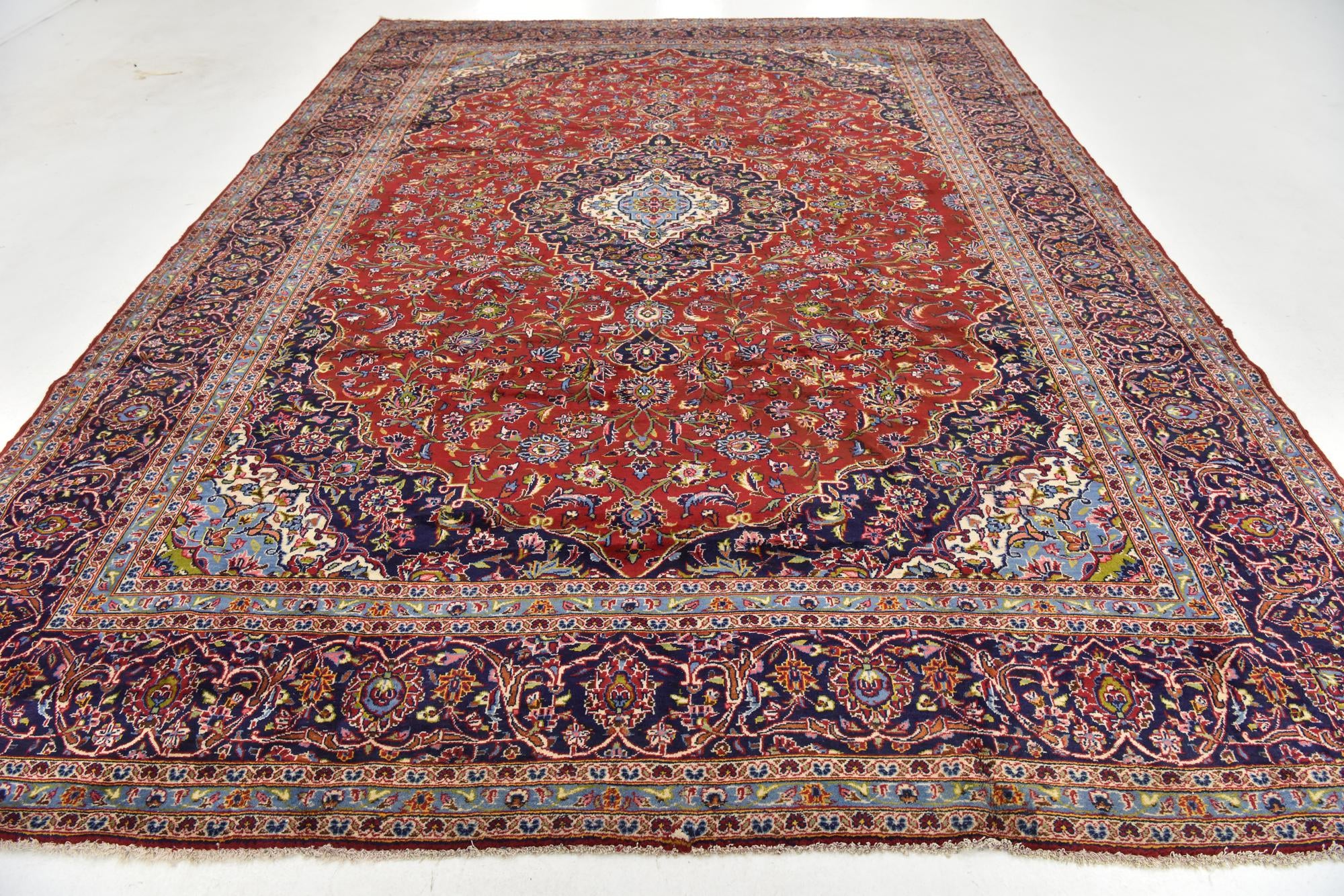 9' 9 x 13' 3 Hand Knotted Kashan Persian Wool Rug
