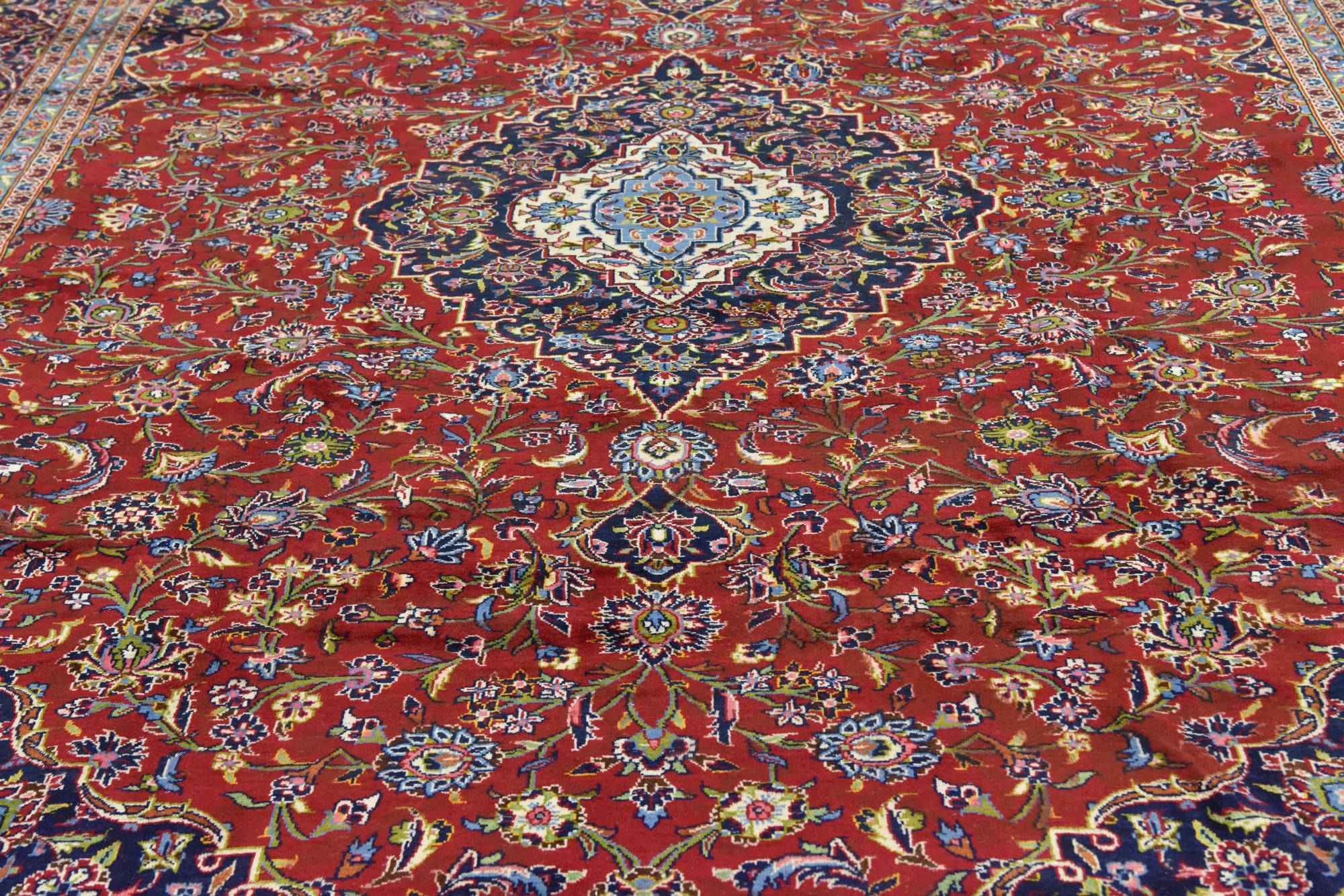 9' 9 x 13' 3 Hand Knotted Kashan Persian Wool Rug
