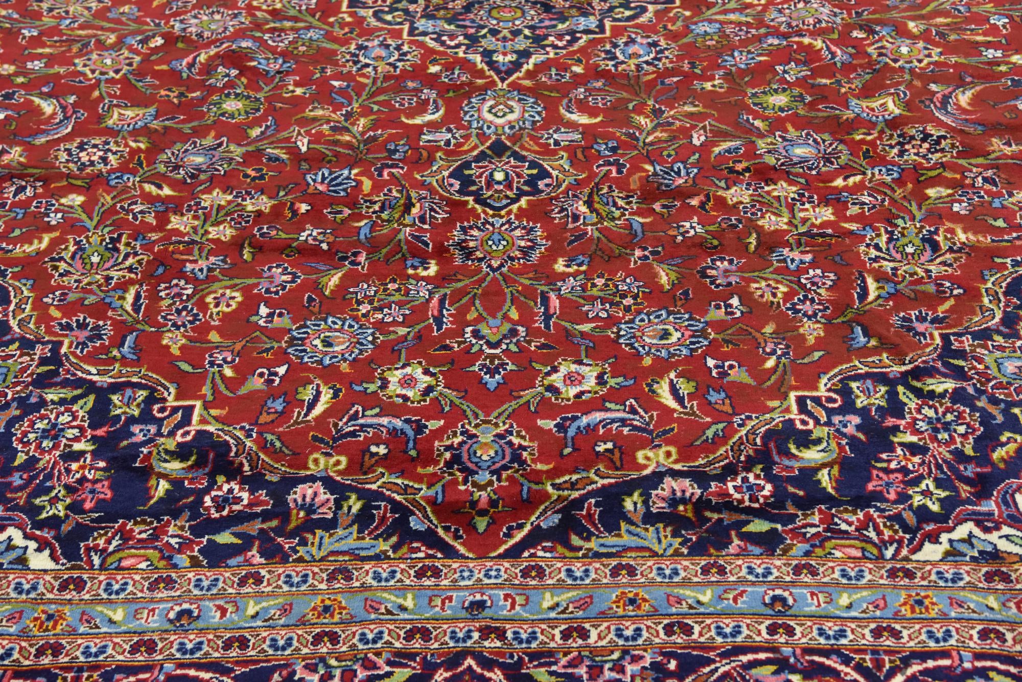 9' 9 x 13' 3 Hand Knotted Kashan Persian Wool Rug