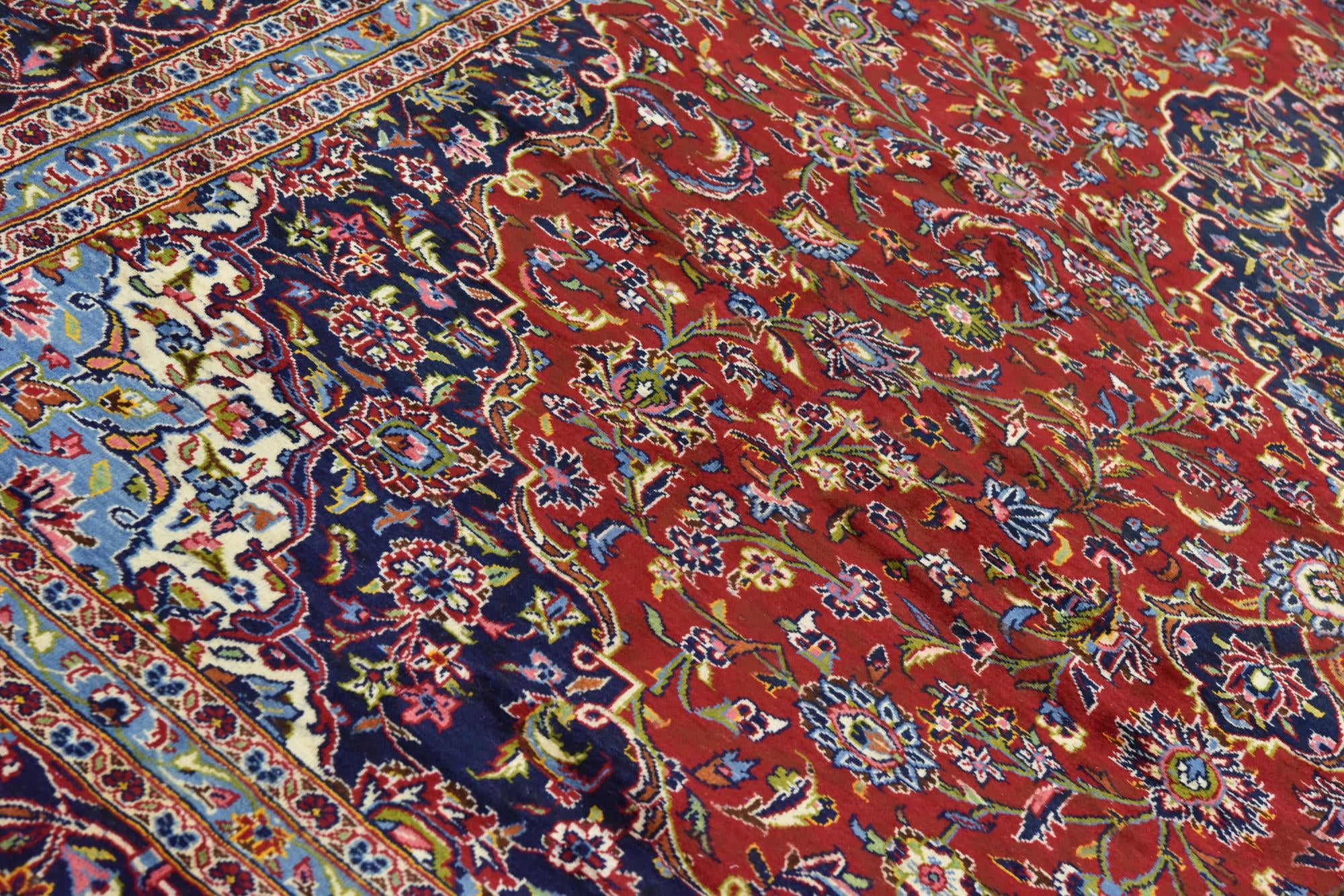 9' 9 x 13' 3 Hand Knotted Kashan Persian Wool Rug