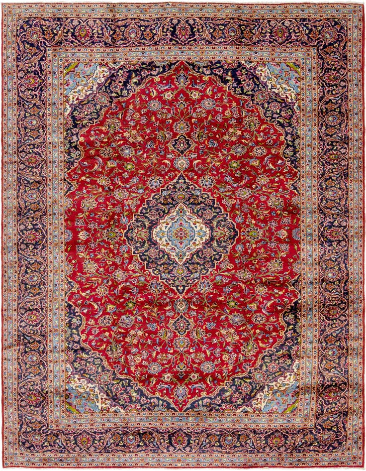 Detail image of 9' 9 x 13' 3 Hand Knotted Kashan Persian Wool Rug