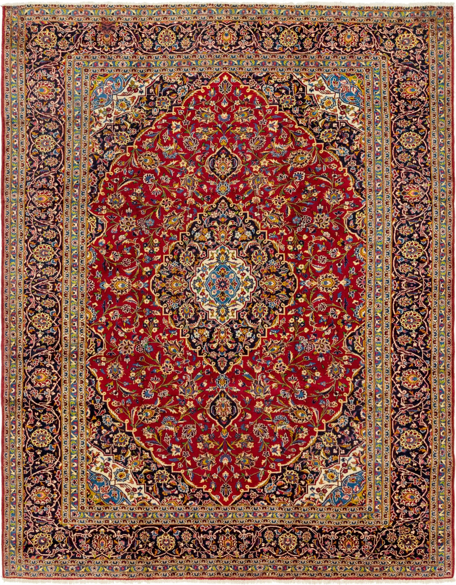 9' 10 x 12' 8 Hand Knotted Kashan Persian Wool Rug