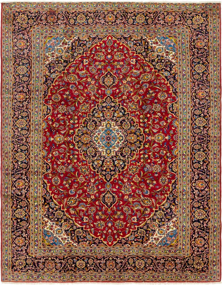 Detail image of 9' 10 x 12' 8 Hand Knotted Kashan Persian Wool Rug