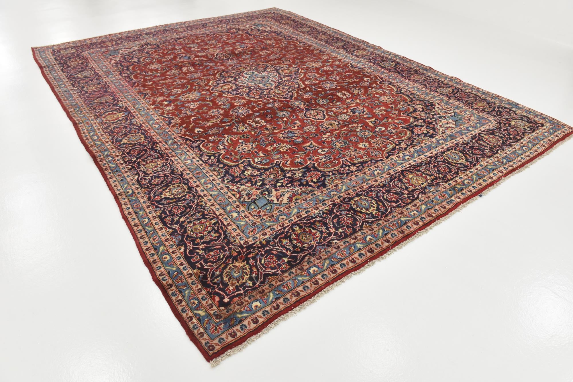 9' 10 x 12' 10 Hand Knotted Kashan Persian Wool Rug