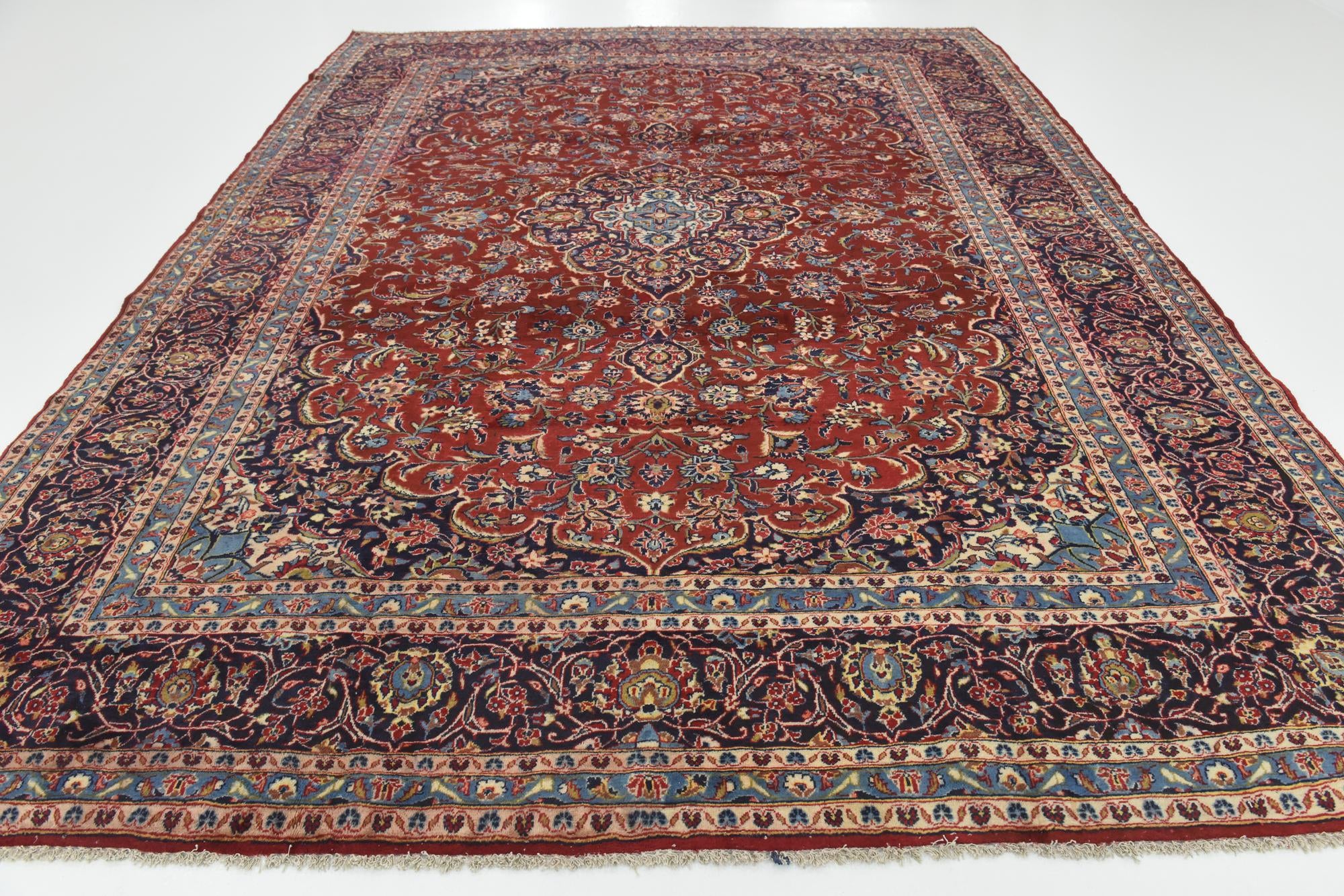 9' 10 x 12' 10 Hand Knotted Kashan Persian Wool Rug