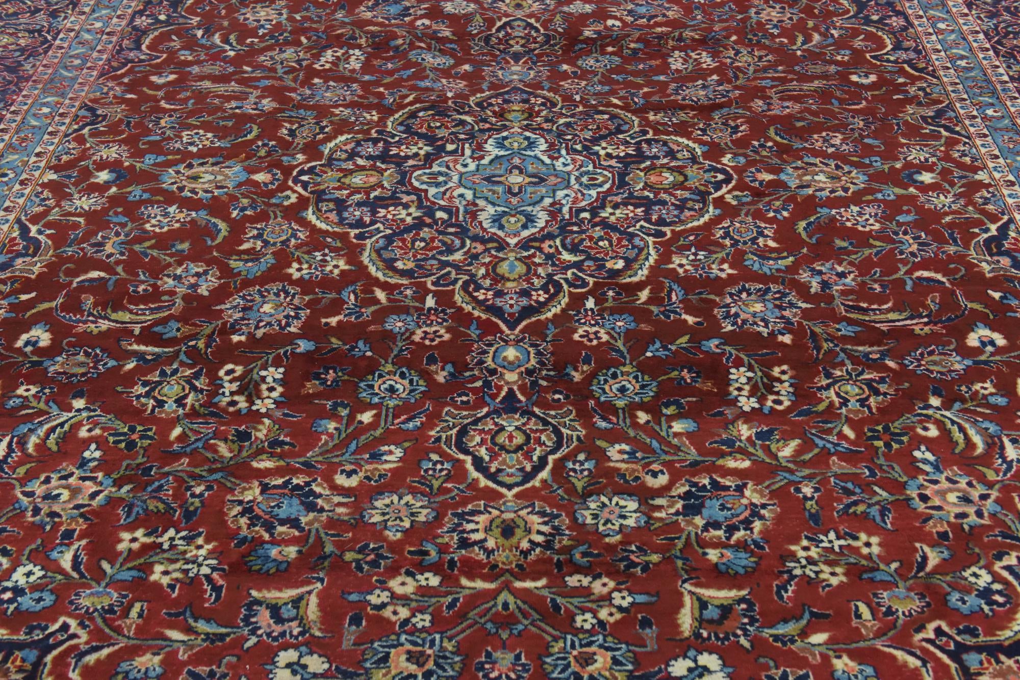 9' 10 x 12' 10 Hand Knotted Kashan Persian Wool Rug