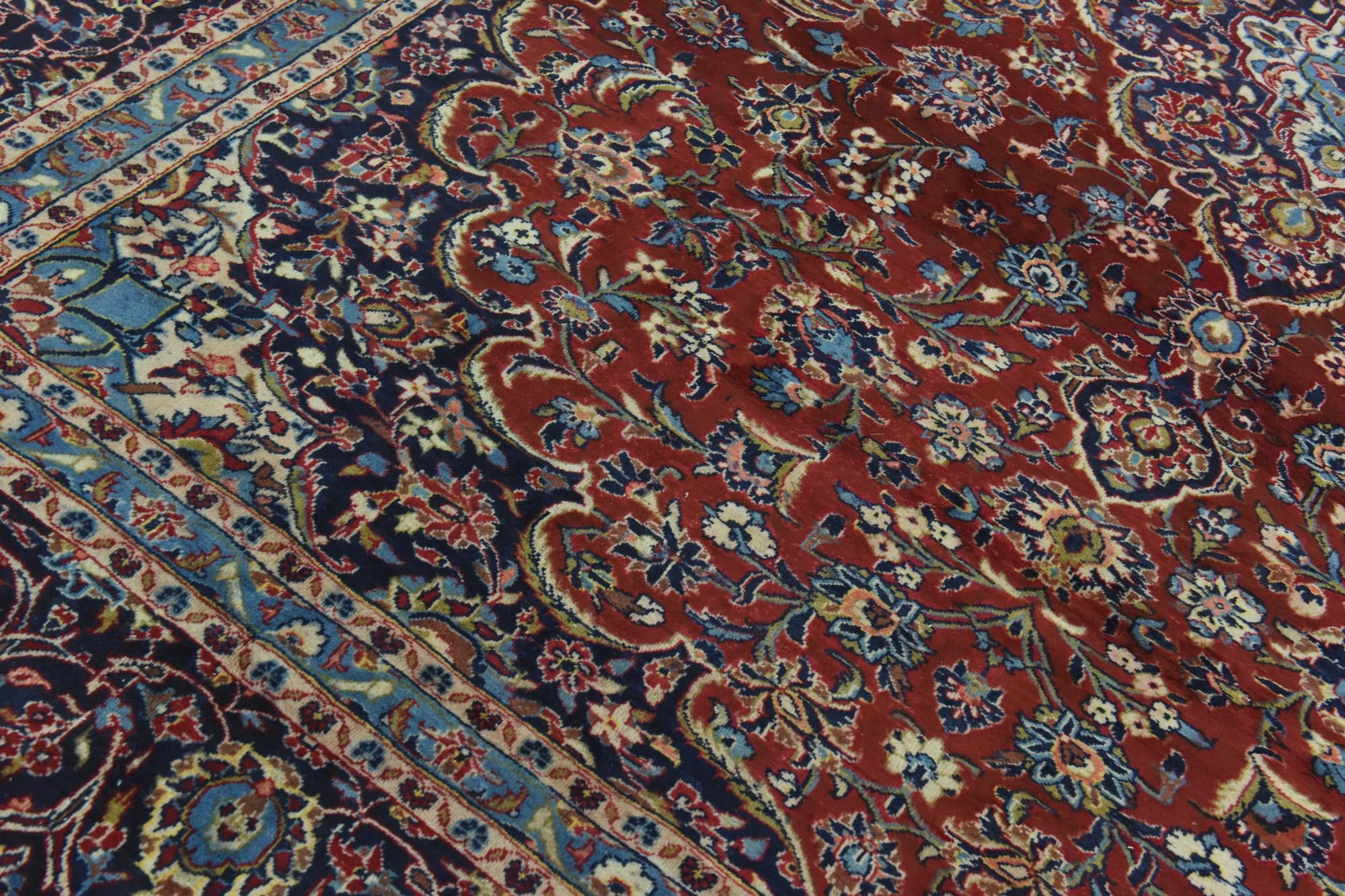 9' 10 x 12' 10 Hand Knotted Kashan Persian Wool Rug