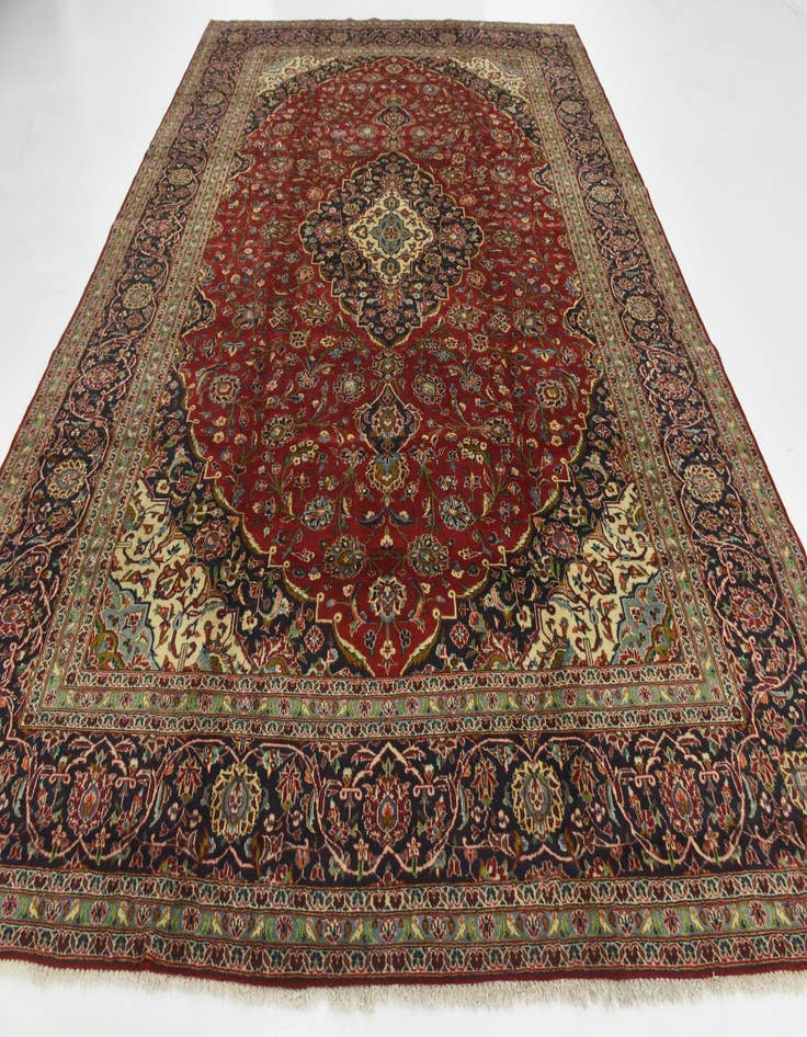 Detail image of 9' 9 x 13' 5  Hand Knotted Kashan Persian Wool Rug