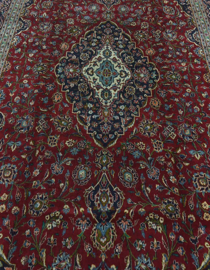 Detail image of 9' 9 x 13' 5  Hand Knotted Kashan Persian Wool Rug