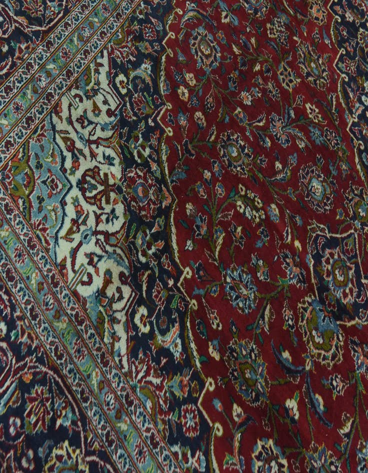 Detail image of 9' 9 x 13' 5  Hand Knotted Kashan Persian Wool Rug