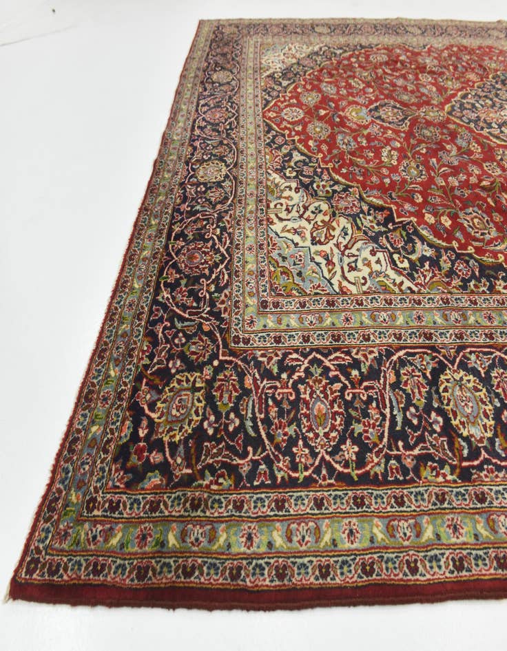 Detail image of 9' 9 x 13' 5  Hand Knotted Kashan Persian Wool Rug