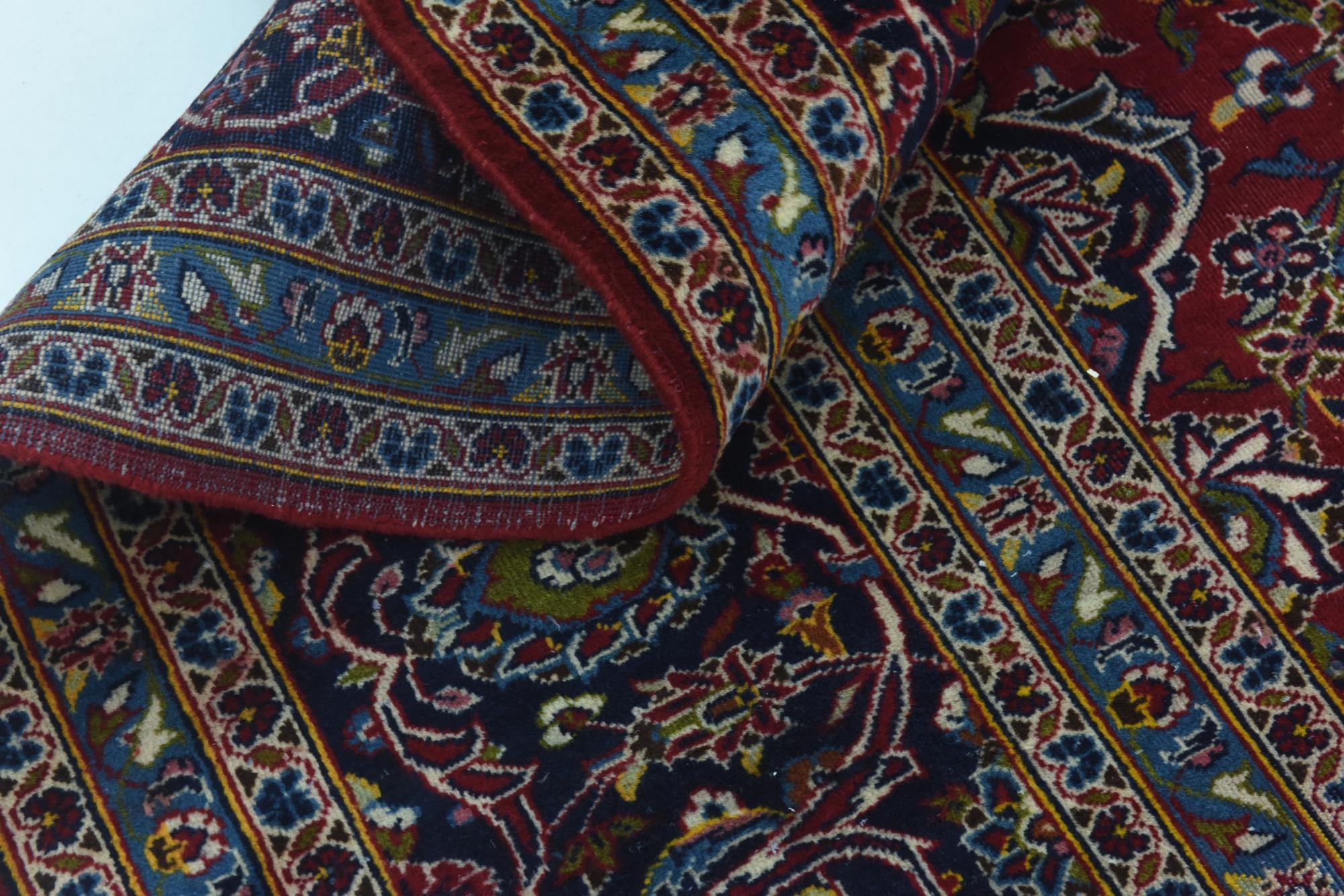 9' 6 x 13' 2 Hand Knotted Kashan Persian Wool Rug