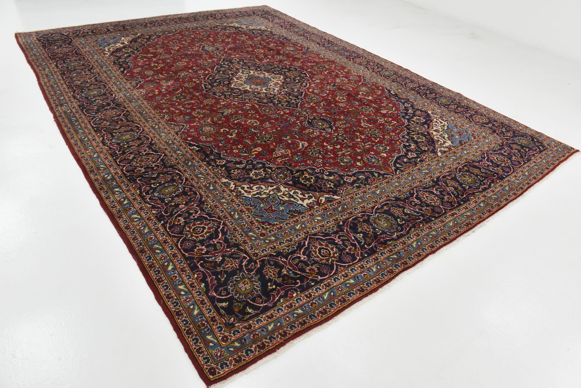 9' 6 x 13' 2 Hand Knotted Kashan Persian Wool Rug
