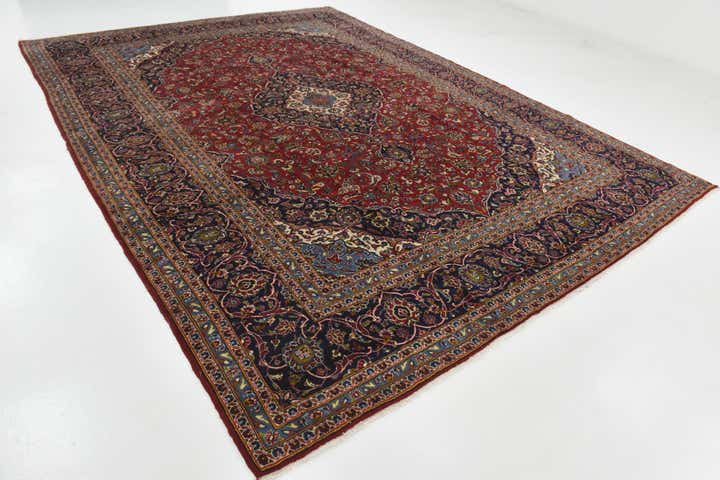 9' 6 x 13' 2 Hand Knotted Kashan Persian Wool Rug