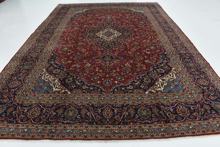 9' 6 x 13' 2 Hand Knotted Kashan Persian Wool Rug