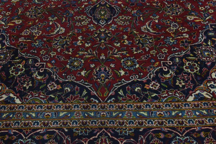 Detail image of 9' 6 x 13' 2 Hand Knotted Kashan Persian Wool Rug