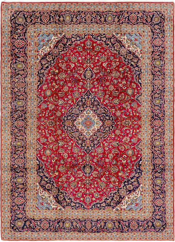 Detail image of 9' 6 x 13' 2 Hand Knotted Kashan Persian Wool Rug