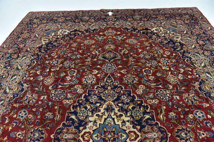 9' 7 x 13' 2 Hand Knotted Kashan Persian Wool Rug