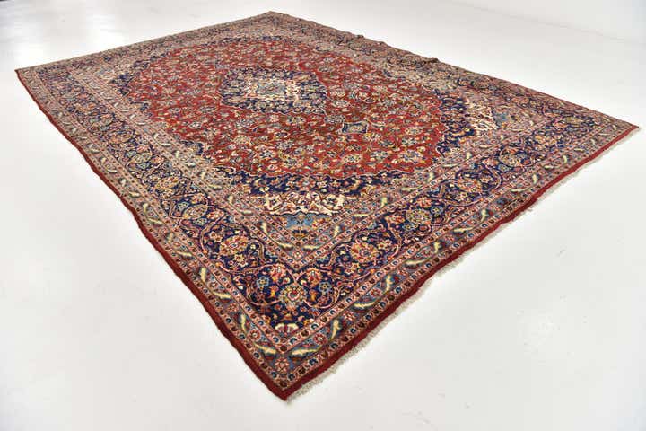 9' 7 x 13' 2 Hand Knotted Kashan Persian Wool Rug