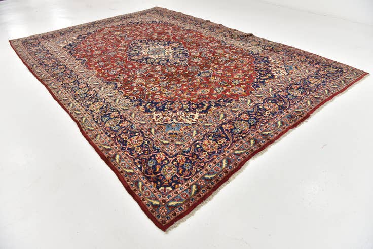 Detail image of 9' 7 x 13' 2 Hand Knotted Kashan Persian Wool Rug
