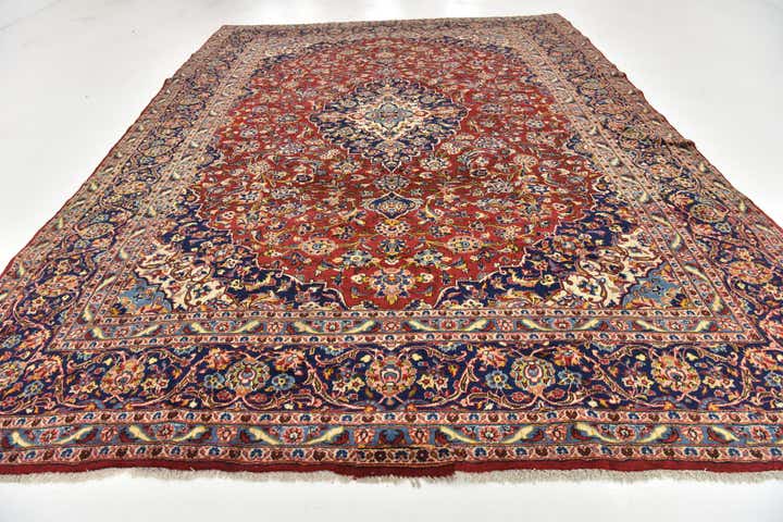 9' 7 x 13' 2 Hand Knotted Kashan Persian Wool Rug