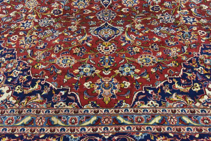 9' 7 x 13' 2 Hand Knotted Kashan Persian Wool Rug