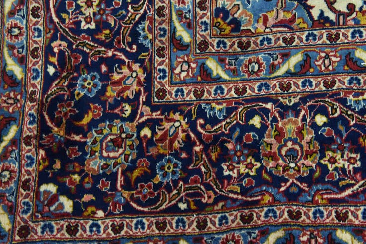 Detail image of 9' 7 x 13' 2 Hand Knotted Kashan Persian Wool Rug