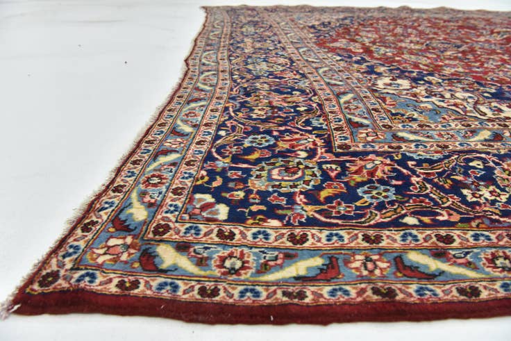 Detail image of 9' 7 x 13' 2 Hand Knotted Kashan Persian Wool Rug