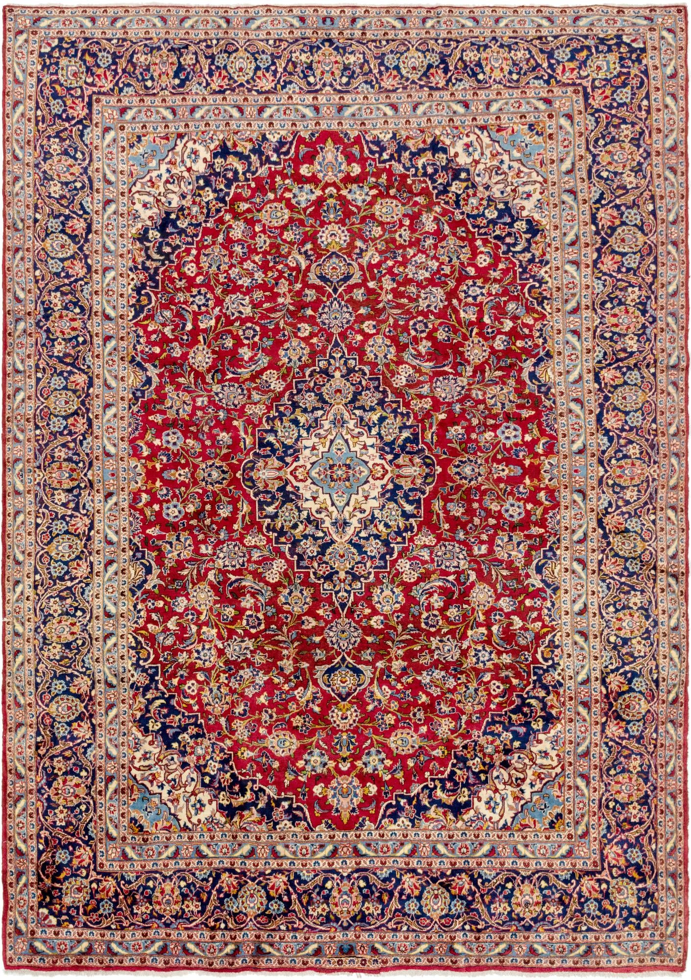 9' 7 x 13' 2 Hand Knotted Kashan Persian Wool Rug