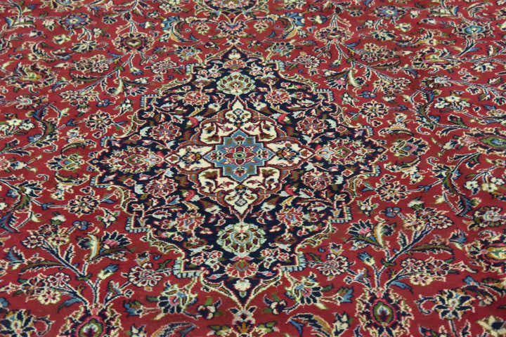 9' 9 x 12' 7 Hand Knotted Kashan Persian Wool Rug