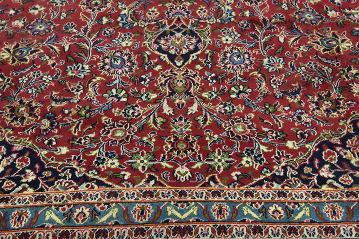 Detail image of 9' 9 x 12' 7 Hand Knotted Kashan Persian Wool Rug