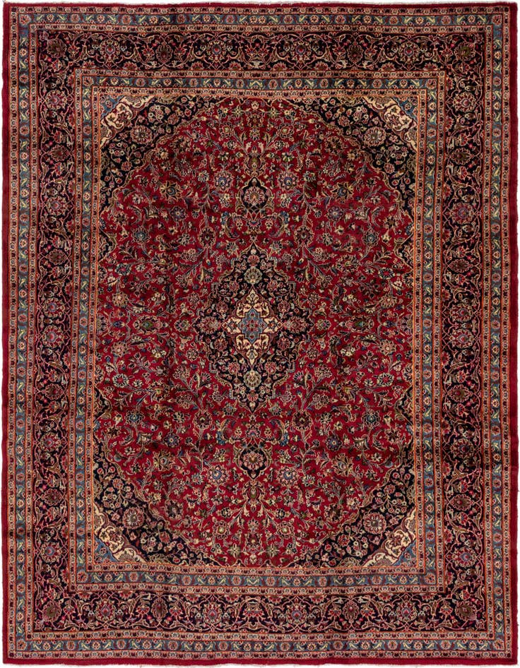 Detail image of 9' 9 x 12' 7 Hand Knotted Kashan Persian Wool Rug