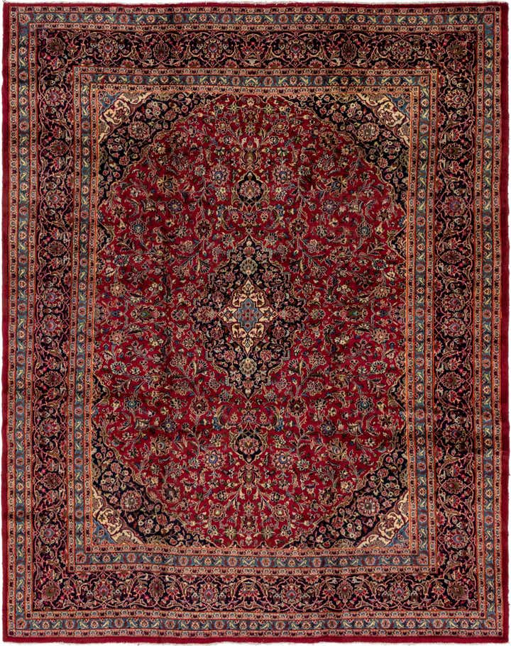 9' 9 x 12' 7 Hand Knotted Kashan Persian Wool Rug