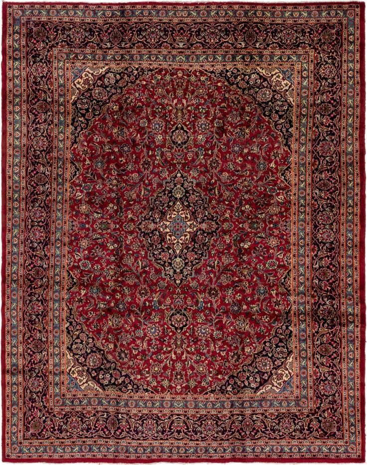 Detail image of 9' 9 x 12' 7 Hand Knotted Kashan Persian Wool Rug