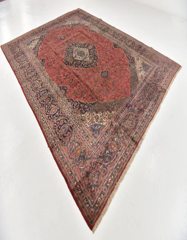 Detail image of 9' 7 x 12' 10  Hand Knotted Kashan Persian Wool Rug