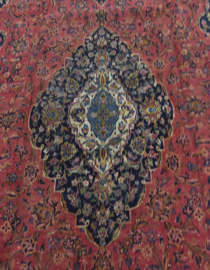 Detail image of 9' 7 x 12' 10  Hand Knotted Kashan Persian Wool Rug