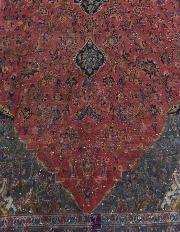 Detail image of 9' 7 x 12' 10  Hand Knotted Kashan Persian Wool Rug
