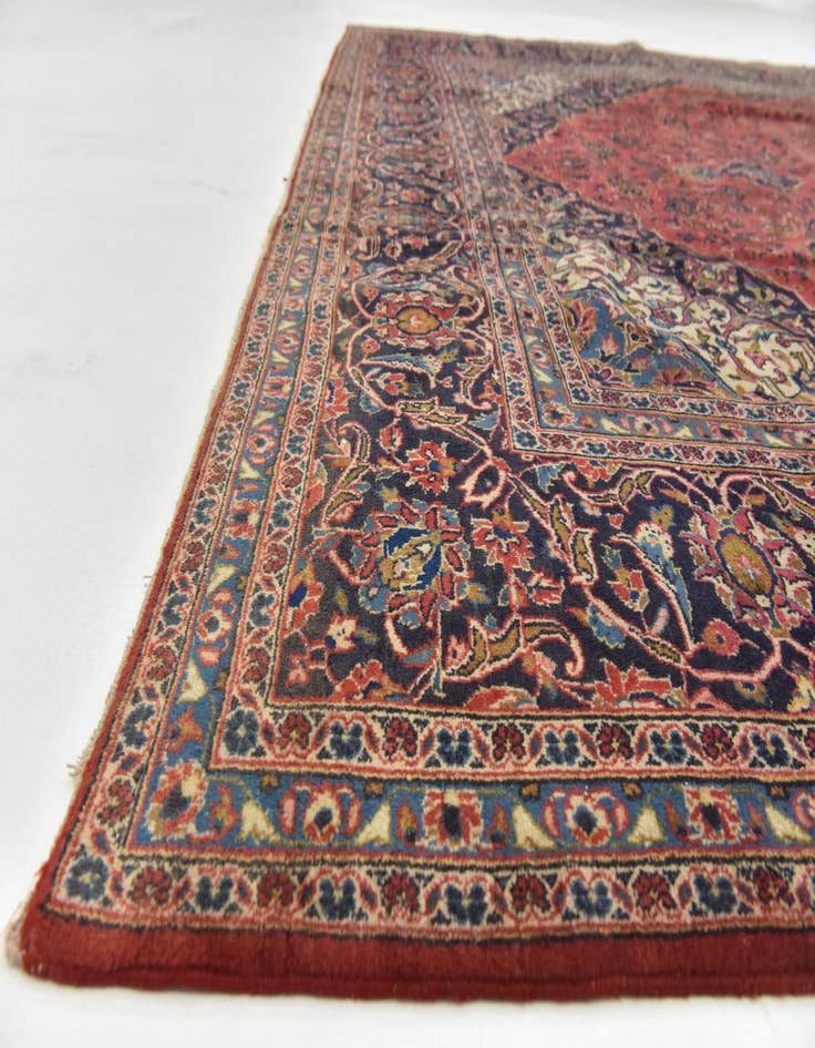 Detail image of 9' 7 x 12' 10  Hand Knotted Kashan Persian Wool Rug