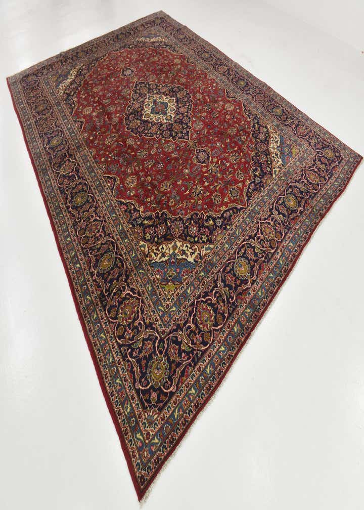 9' 9 x 13' Hand Knotted Kashan Persian Wool Rug