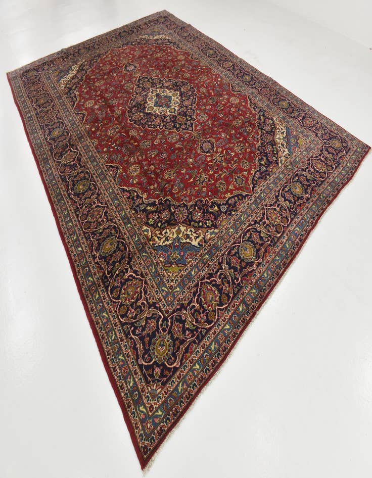 Detail image of 9' 9 x 13' Hand Knotted Kashan Persian Wool Rug