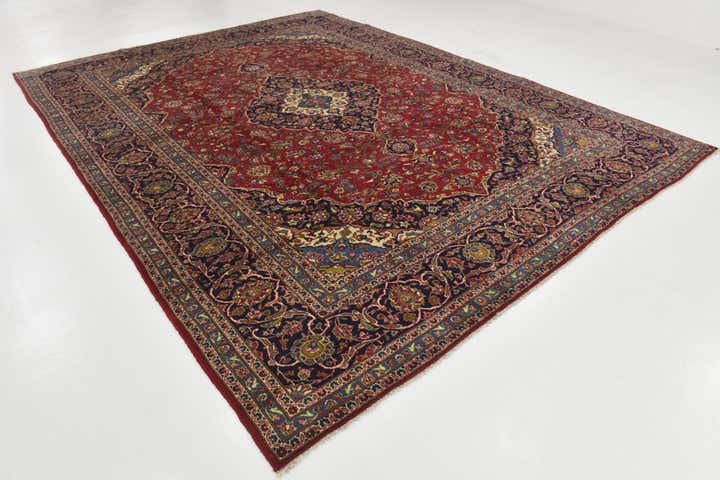 9' 9 x 13' Hand Knotted Kashan Persian Wool Rug