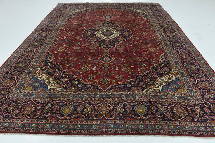 Detail image of 9' 9 x 13' Hand Knotted Kashan Persian Wool Rug