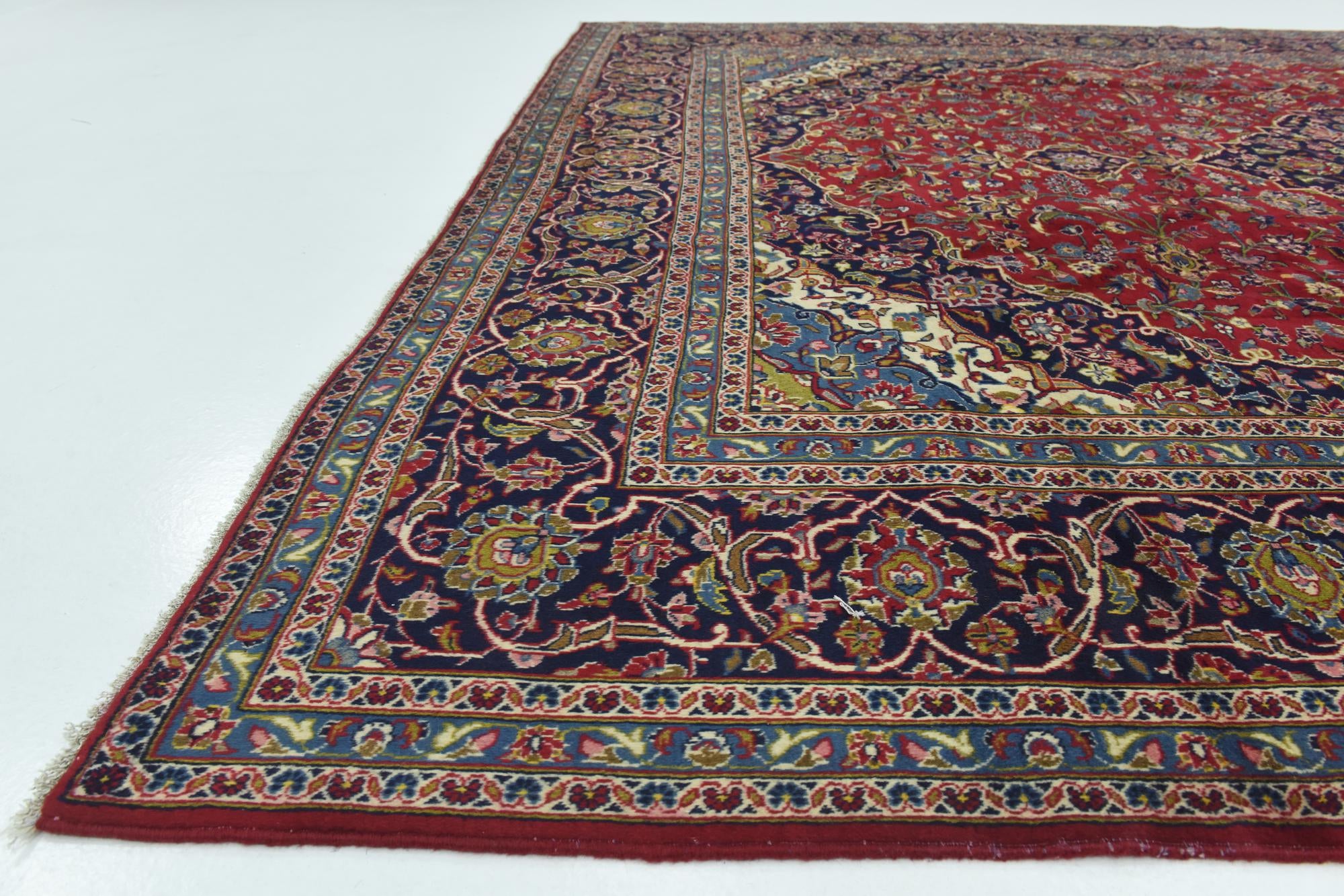 9' 9 x 13' Hand Knotted Kashan Persian Wool Rug