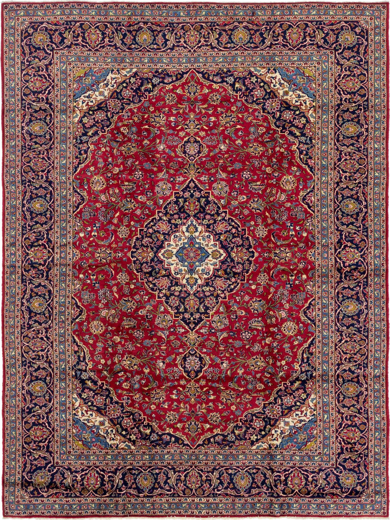 9' 9 x 13' Hand Knotted Kashan Persian Wool Rug